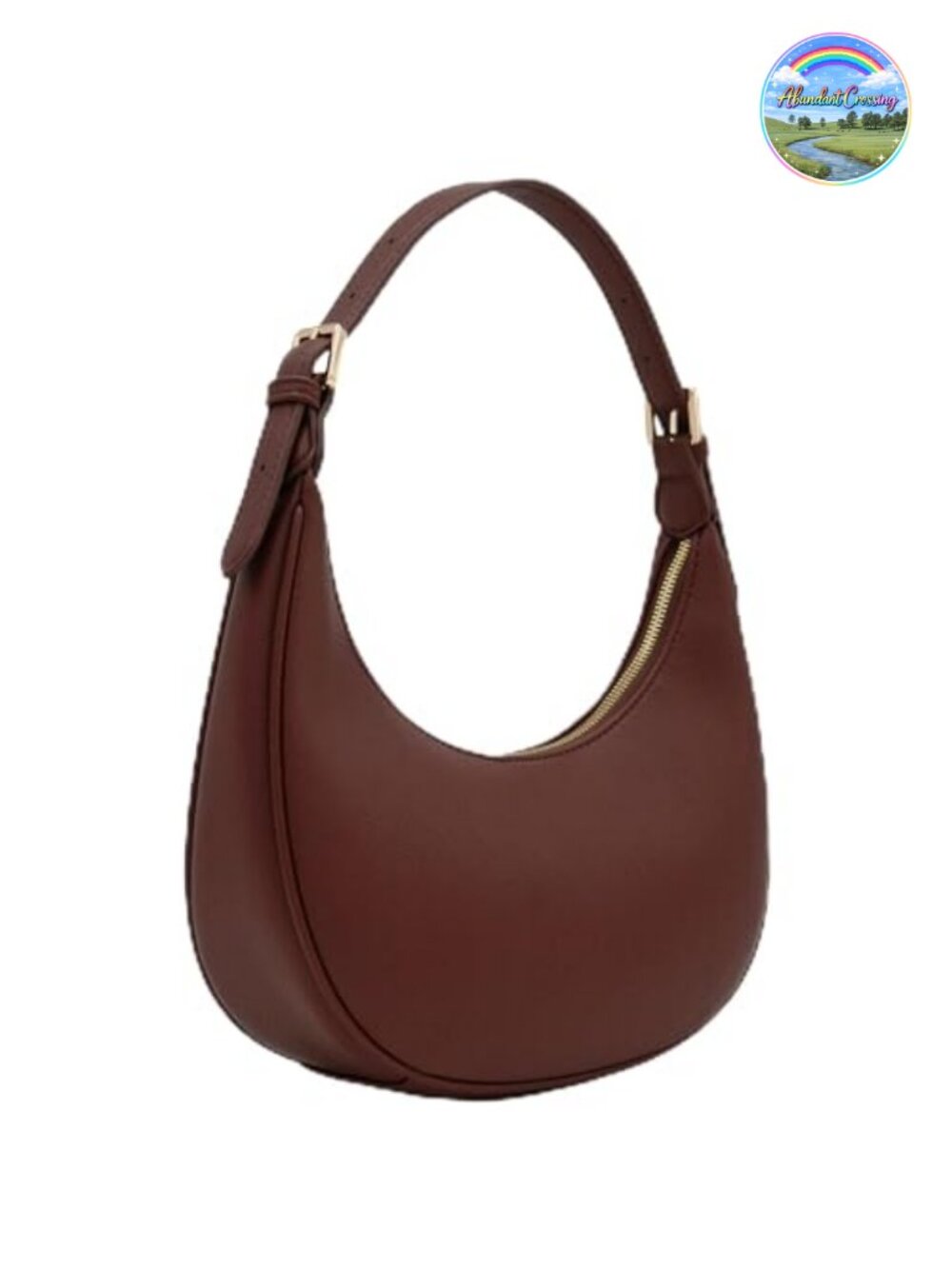 Faux Leather Crescent Shoulder Bag Underarm Purse Adjustable Strap